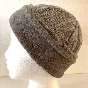 Vintage Unisex Rib Knit Beanie Cuffed Gray Tweed One Size Ski Outdoors